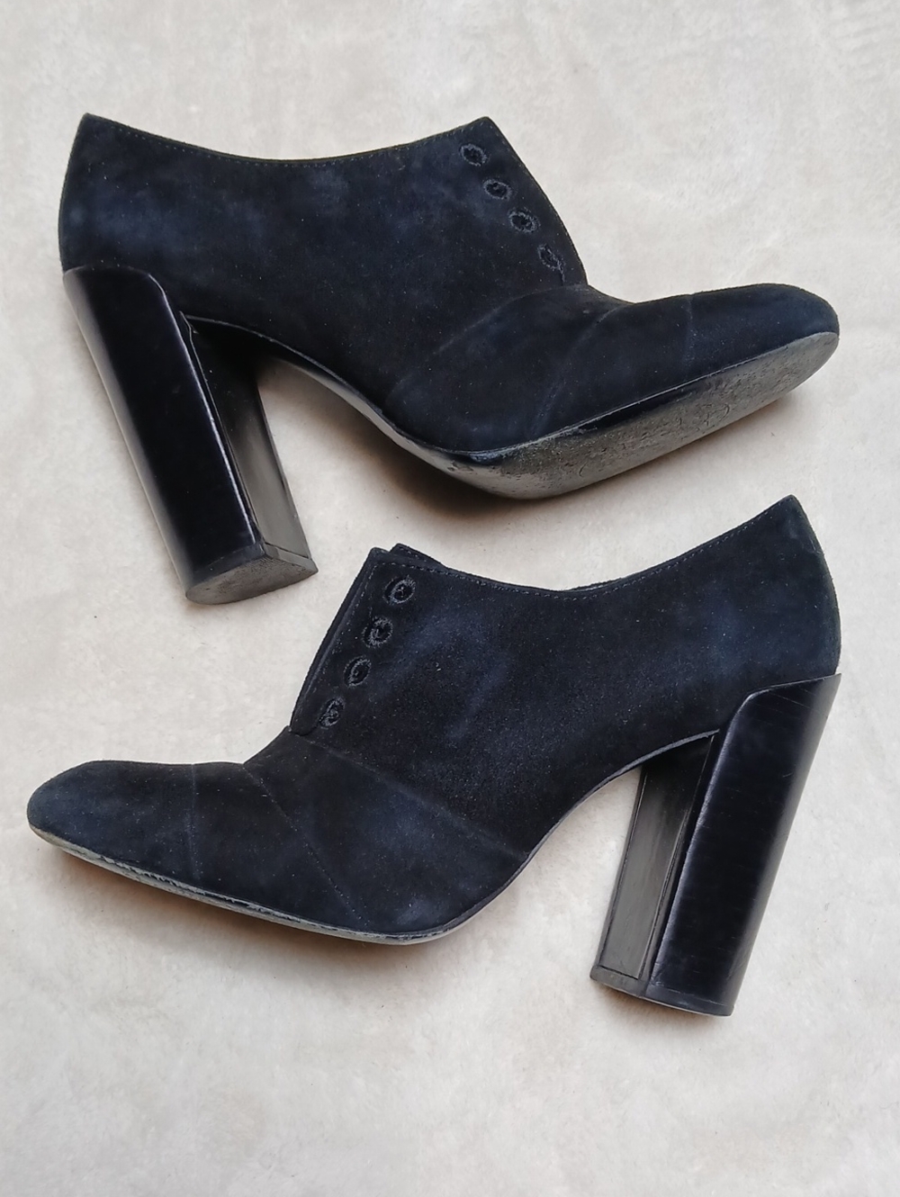 Tory Burch Stella Black Suede Block Heel Booties Size 6 M